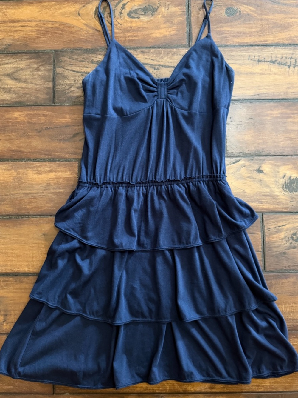 American Eagle Outfitters Navy Blue Tiered Spaghetti Strap Dress